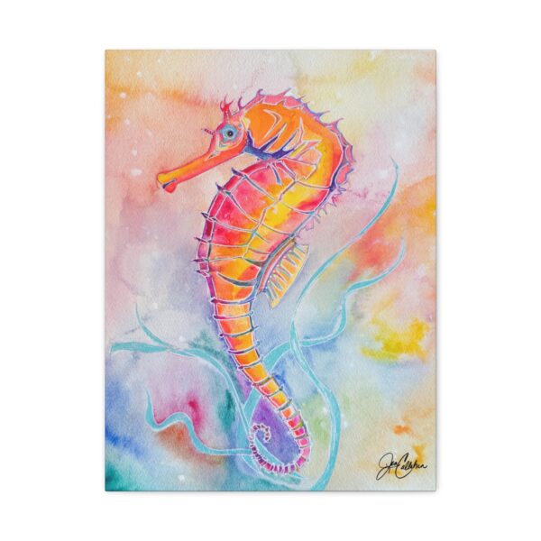 Seahorse Red Canvas Print — Colorful Beach House Wall Art, Ready-to-Hang
