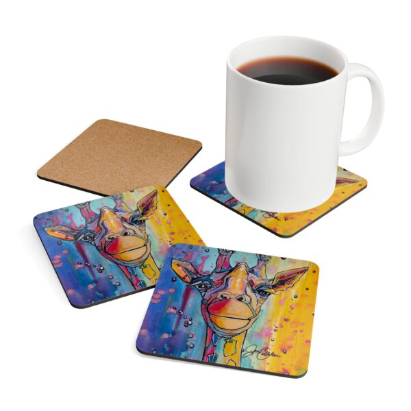 "Happy the Giraffe" by Jen Callahan / into a 4pcs Corkwood Coaster Set - So Cute!