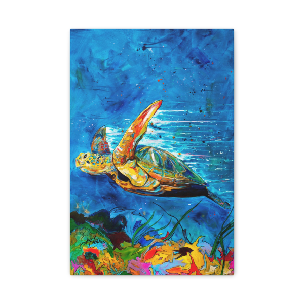 Jen Callahan Art | "Turbo Turtle" Artwork Printed on Canvas Wall Art