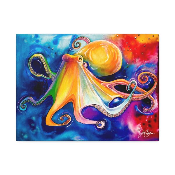 Jen Callahan Art | Tie Die Rainbow Octopus Wrapped Canvas - Bright Beach House Wall Art