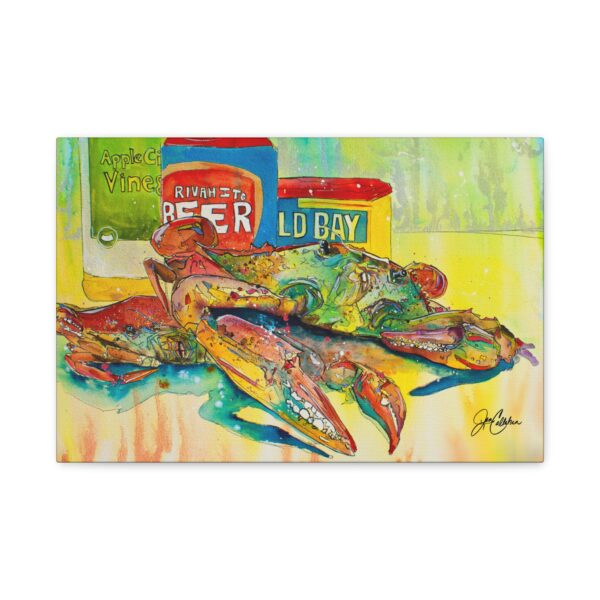Jen Callahan Art | “Old Bay with Beer” Old Bays Series Kitchen Riverhouse Beach House Decor Canvas Print Colorful Wall Art