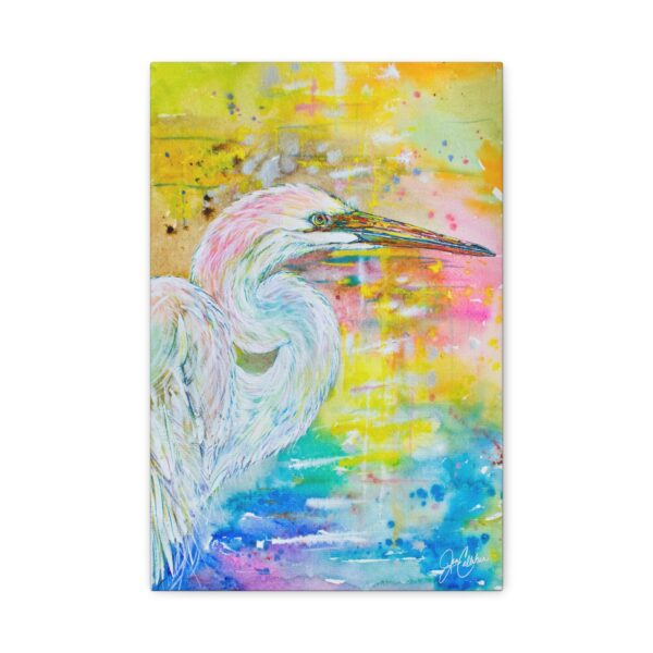 White Egret Sunrise Bird painting print on canvas Painted by Jen Callahan