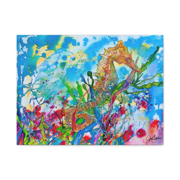 Seahorse Bubbles Canvas Print — Jen Callahan Painting, Ready-to-Hang Matte Stretched Canvas