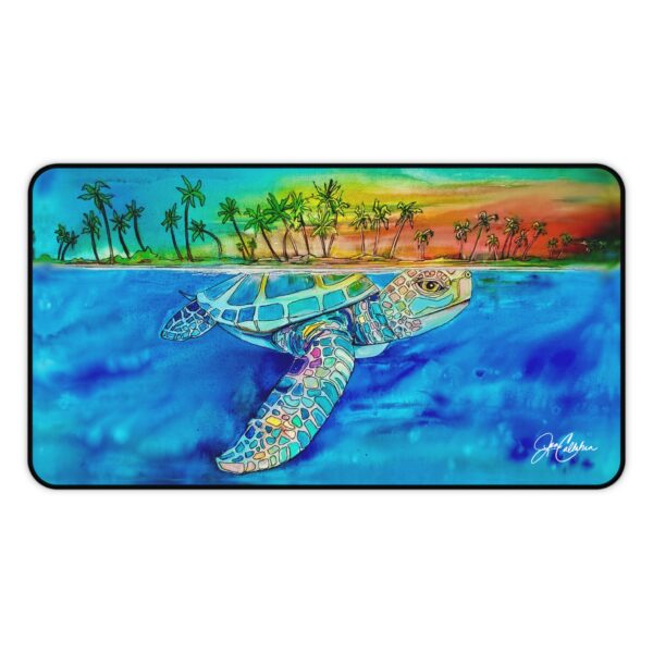 Vibrant Sea Turtle Desk Mat | Ocean Beach Aesthetic Mouse Pad | Coastal Table Runner | Tropical Desk Decor | Colorful Marine Art