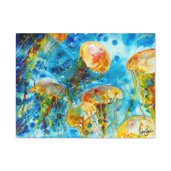 Jen Callahan Artwork | "Seven Stingers" Jellyfish Jelly Jellies Fish painting printed on Canvas ready to hang