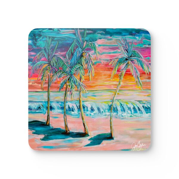 "Palm Trees" by Jen Callahan / into a 4pcs Corkwood Coaster Set - So Cute!
