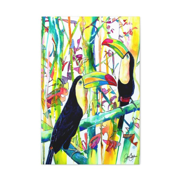 Vibrant Toucan Art Canvas | Colorful Bird Wall Decor, Eco-Friendly Canvas Print, Tropical Home Art, Gift for Nature Lovers 20x30 Toucan Pair