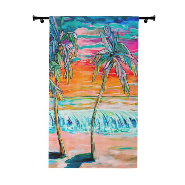 NEW💥Window Curtain Panels made with Jen Callahan's Painting 🌴 "Triple SUNRISE PALM "