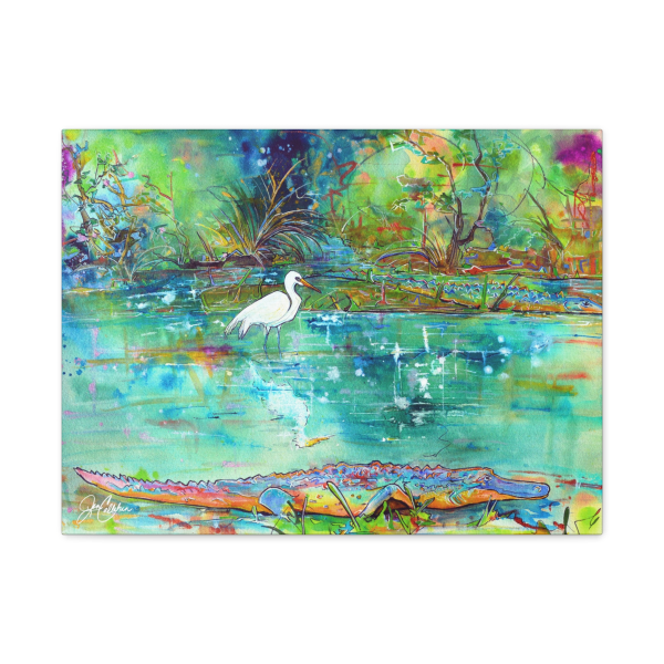 Everglades Gator Canvas Print — Jen Callahan Alligator Painting, Stretched Gallery Wrap