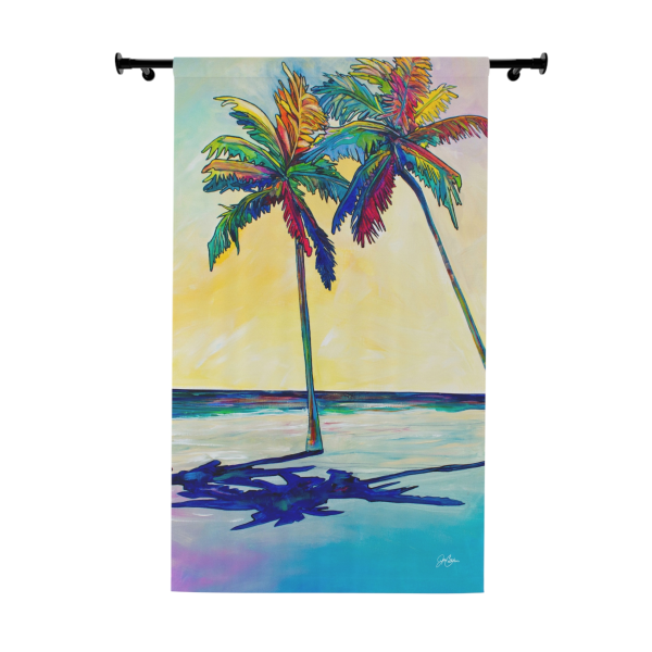 NEW💥Window Curtain Panels made with Jen Callahan's Painting 🌴 "LAZY DAYS" PALM TREES