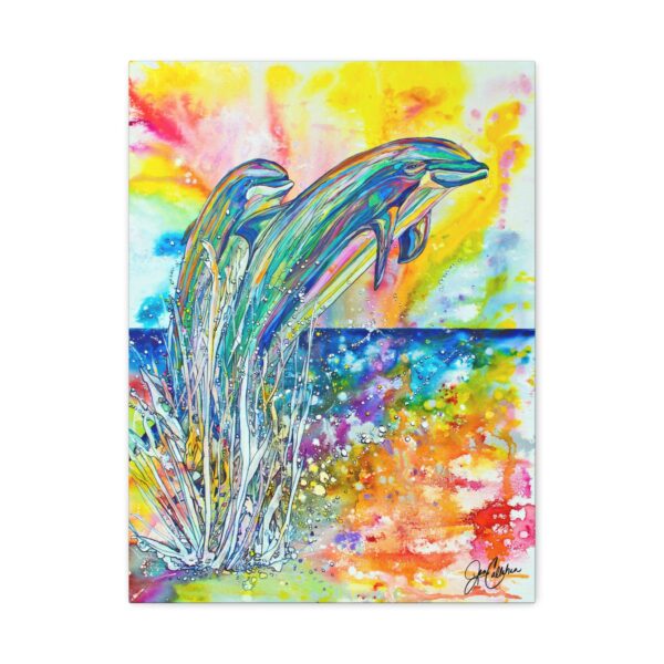 Jen Callahan Artwork " Dolphin Jump" Painted by Jen Callahan Printed on Canvas