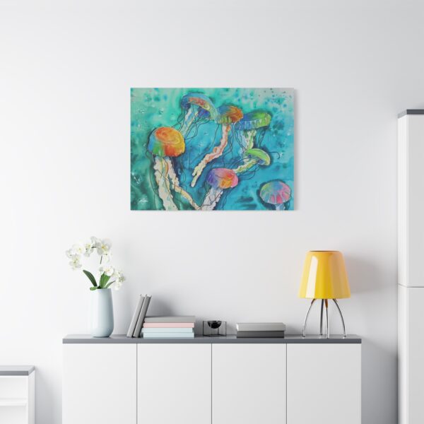 Jellyfish Color Splash Canvas Wall Art — Matte Stretched 1.25"