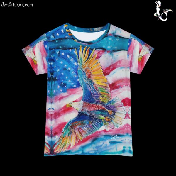 Patriotic Eagle & Flag Short Sleeve Shirt — Army Navy Air Force Marines Coast Guard