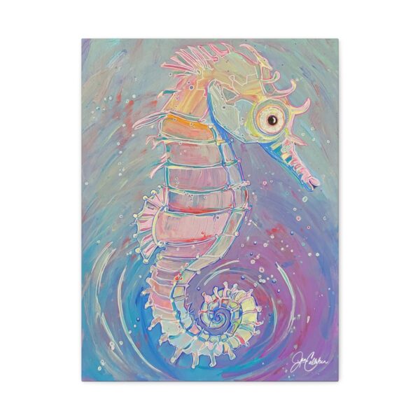 Cute Big Eye Baby Seahorse Pastel Canvas Print