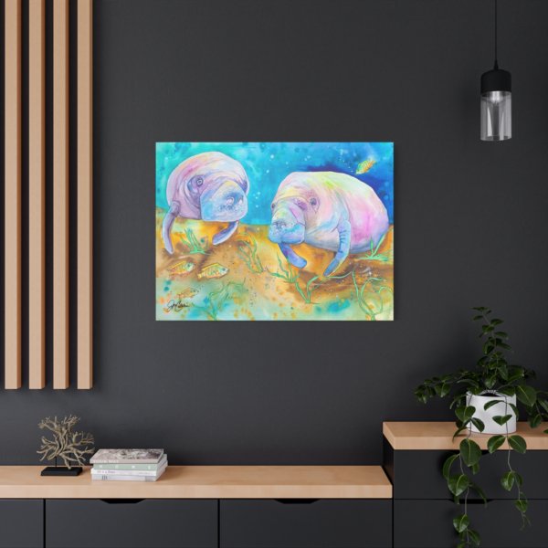 Manatee Ocean Art Canvas Print — Colorful Underwater Wall Decor