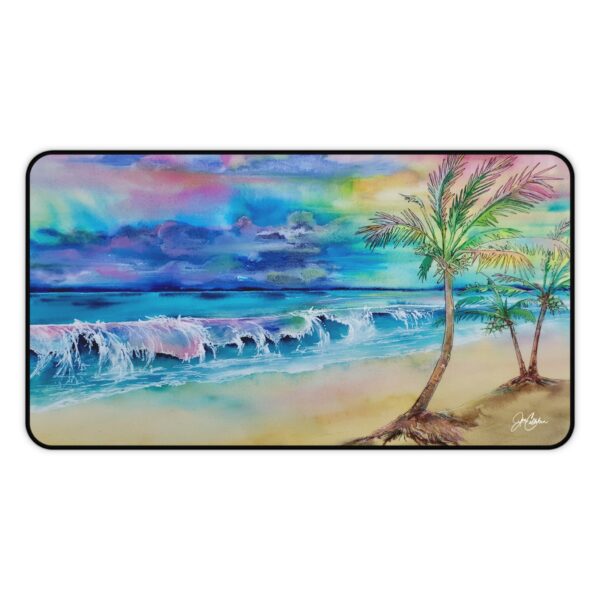 “Sunrise Beach” Desk Mat | Coastal Ocean Decor Table Runner | Colorful Beach House Accent by Artist Jen Callahan Original Painting