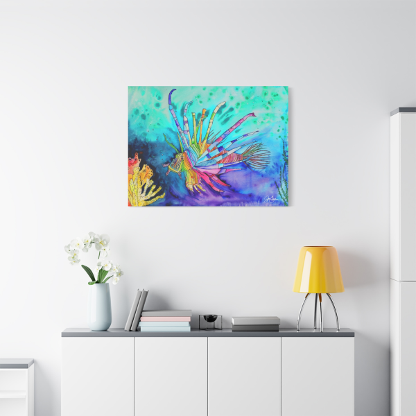 Lionfish Canvas Print — Yellow Coral Pop Beach House Wall Art (Ready to Hang)