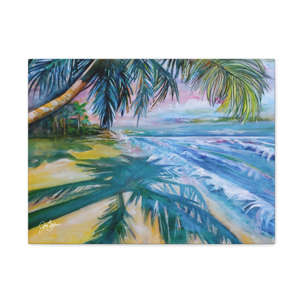 Shadow Palm Canvas Print — Beach House Wall Art by Jen Callahan