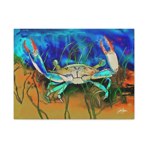 Crab Walk Blue Crab Canvas Print — Matte Stretched Canvas