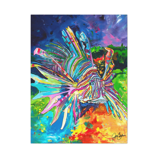 Lionfish Canvas Print — "Naple" Colorful Beach House Wall Art, Ready-to-Hang Matte Stretched Canvas