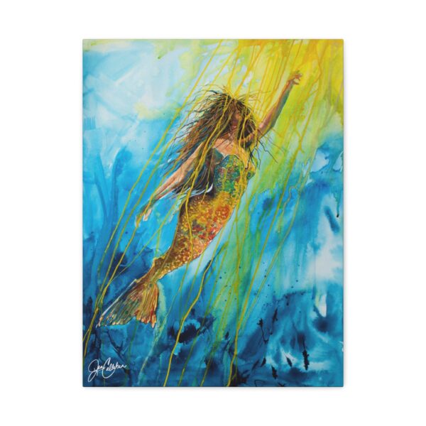 Jen Callahan Art | First Mermaid Matte Stretched Canvas — Colorful Beach House Wall Art