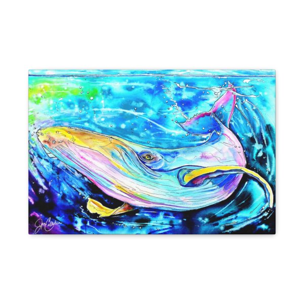Colorful Whale Canvas Print Rainbow Humpback- Vibrant Ocean Art Matte Stretched Wall Decor by Jen Callahan