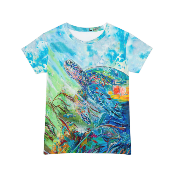 "Turtle Journey" made from Jen Callahan’s paintings into a Short Sleeve Shirt