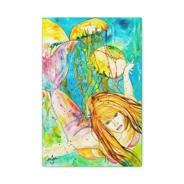 Jen Callahan Art | “Mermaid with Jelly” Canvas Print, Gallery Wrapped and Ready to Display