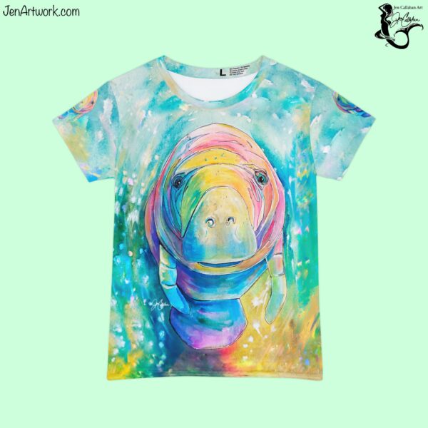 "Pastel Manatee” made from Jen Callahan’s paintings into a Short Sleeve Shirt Ocean lover