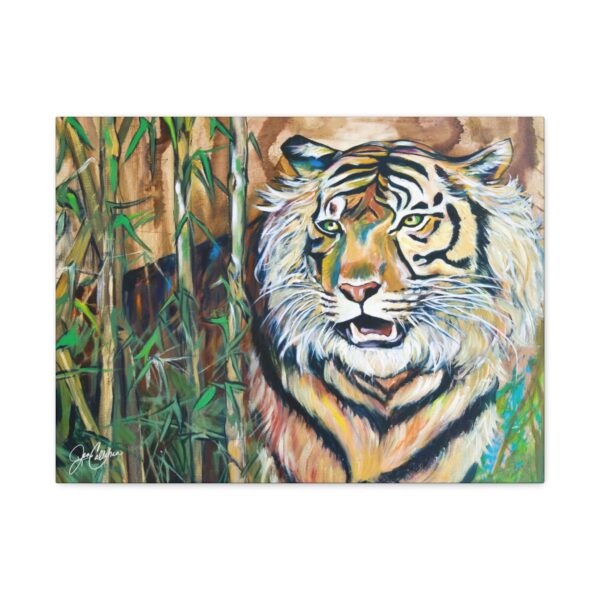 "Tiger with Bamboo" Canvas Print — Big Cats Artwork by Jen Callahan, Matte Stretched 1.25" Ready to Hang