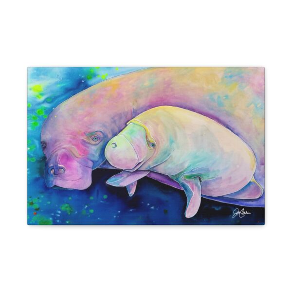 Jen Callahan Art | Hold My Hand Manatee Mom and Baby 2025 Wrapped Canvas Reproduction