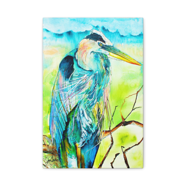"Heron Rain" Bird painting print on canvas Painted by Jen Callahan