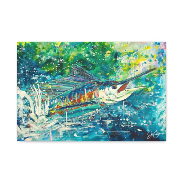 Jen Callahan Art | “Sailfish Jump" River House Rental unit Wall Art Fun Beach Artwork Canvas Print