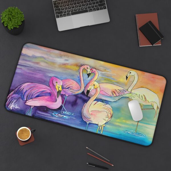 Flamingo Coral Sky Desk Mat | Colorful Table Runner, Dresser Cover