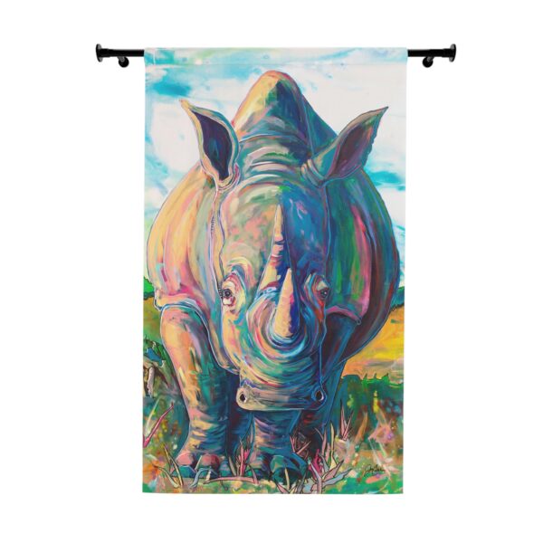 NEW💥Window Curtain Panels made with Jen Callahan's Painting 🦏"Rhino Journey" for double window curtain🦏"Rhino Journey" Can be paired with 🐘Elephant Journey for double windows