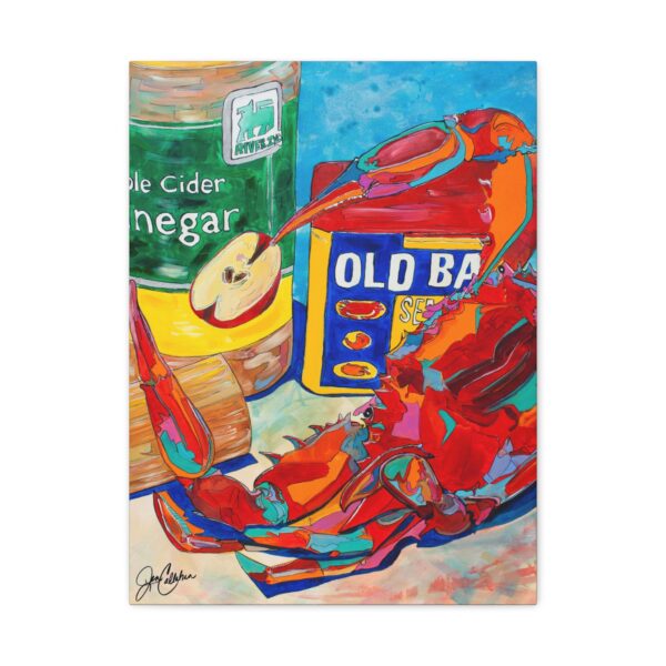 Jen Callahan Art | Old Bay Vertical Blue Crab Painting Matte Canvas Wall Art — Jen Callahan