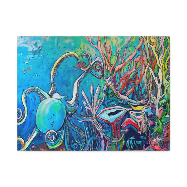 Jen Callahan Art | Octopus House Wrapped Canvas - Bright Beach House Wall Art