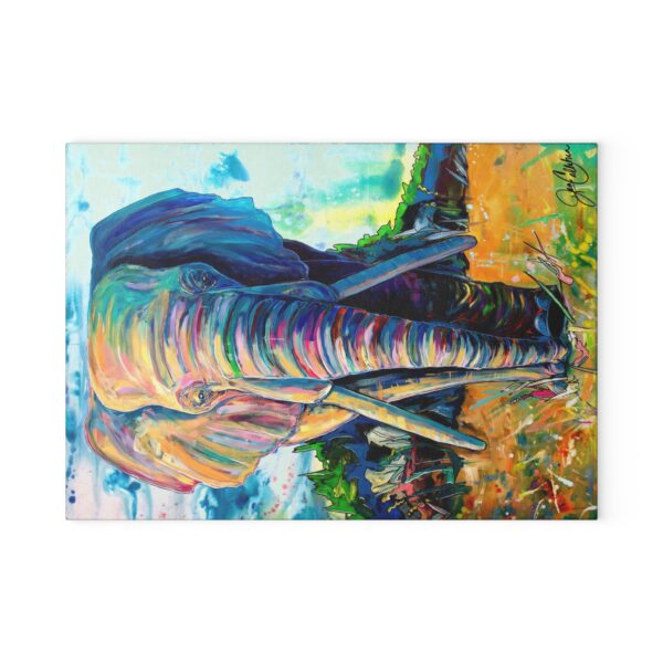 "Elephant Journey" Painting by Jen Callahan designed into a Glass Cutting Board - 8"x11" or 11"x15"