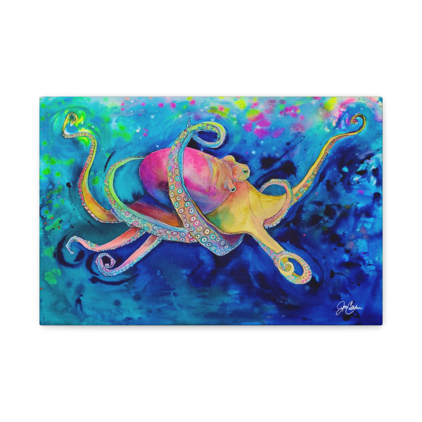 Jen Callahan Art | “Neo Octopus” 2025 Canvas Print Colorful Wall Art