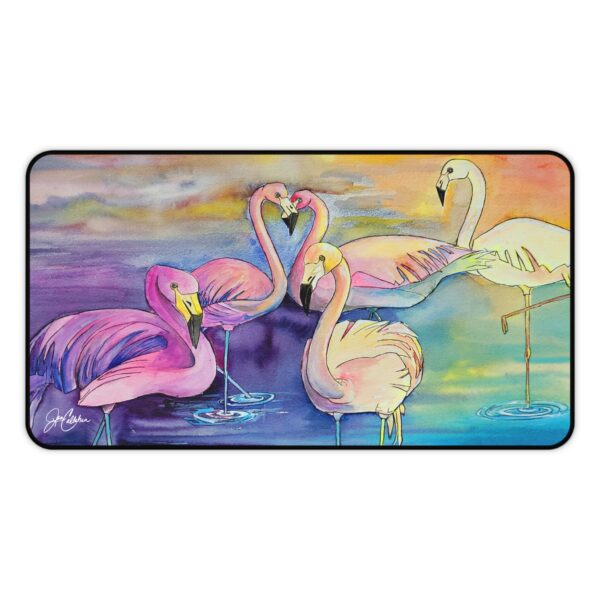 Flamingo Coral Sky Desk Mat | Colorful Table Runner, Dresser Cover