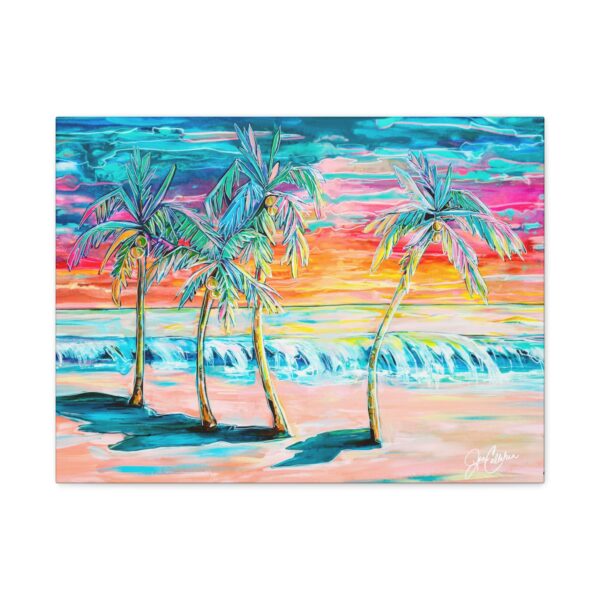 "Rainbow Palm" Canvas Print — Palm Tree Painting Wall Art for Beach House Decor